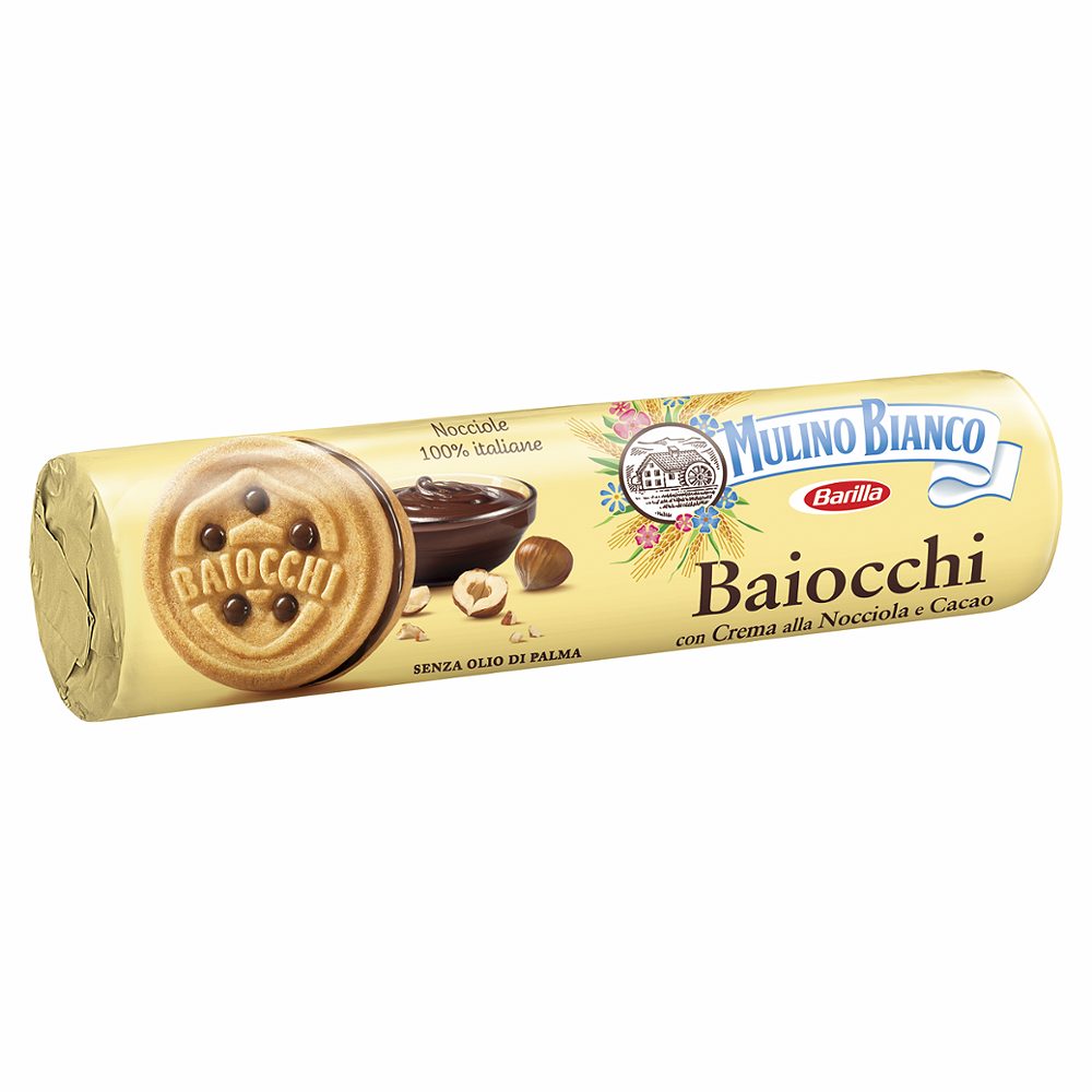 piškoti s kremo lešnika in kakava baiocchi, mulino bianco, 168g