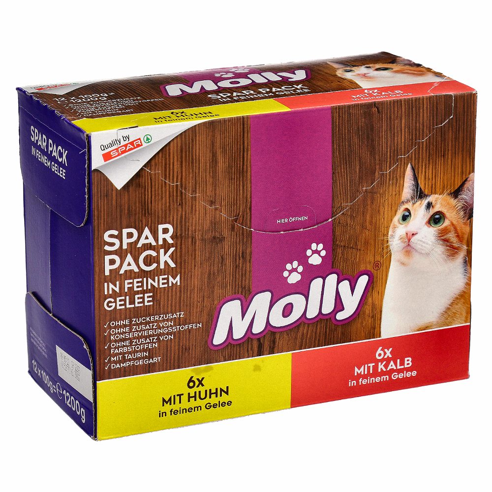 mokra hrana za mačke piščanec in teletina spar pack