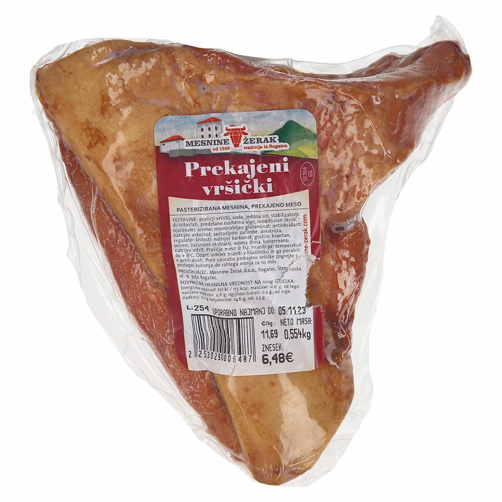 prekajeni prsni vršički vp, mesnine žerak, tehatno, enota 500g