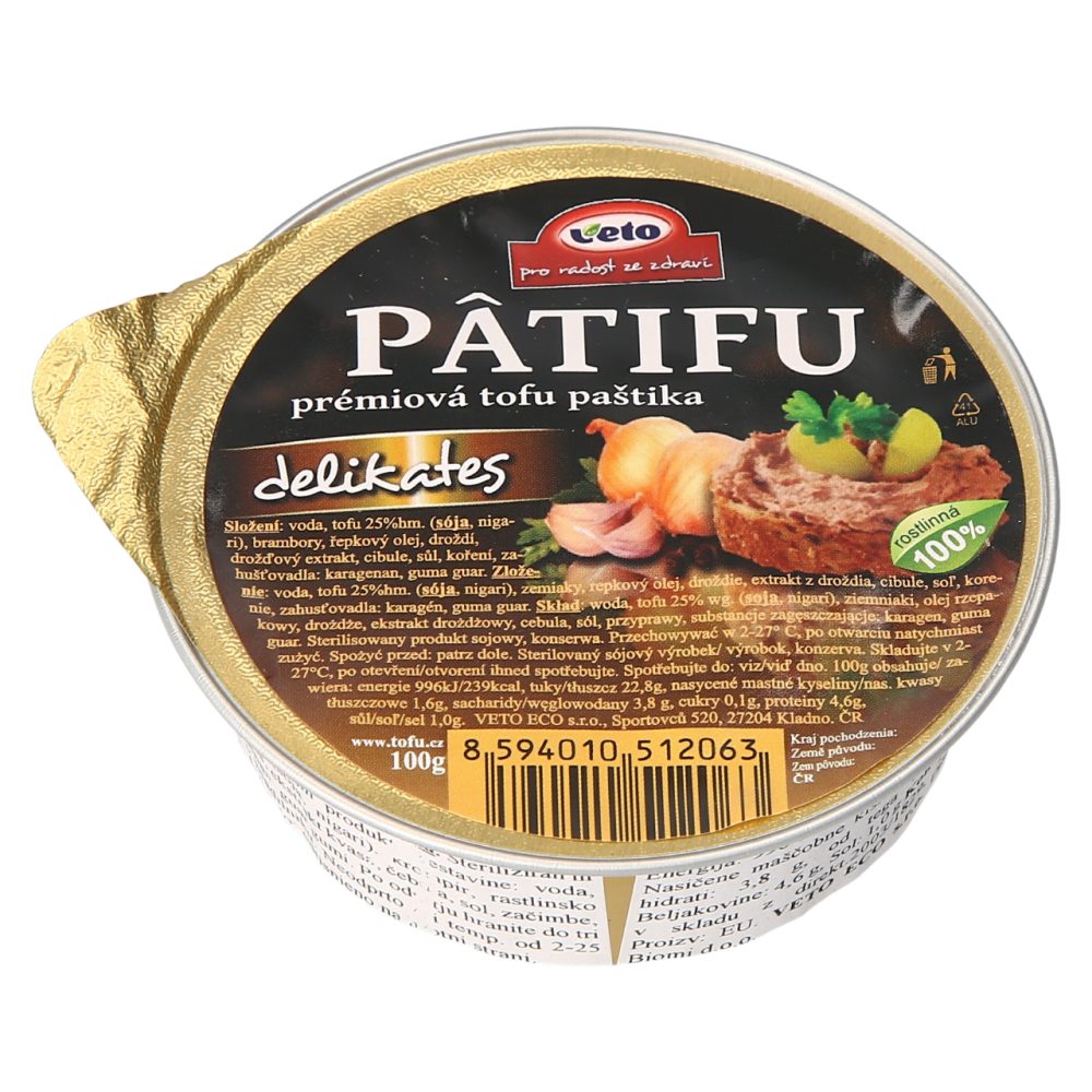 VEGANSKA PAŠTETA DELIKATES, PATIFU, 100G