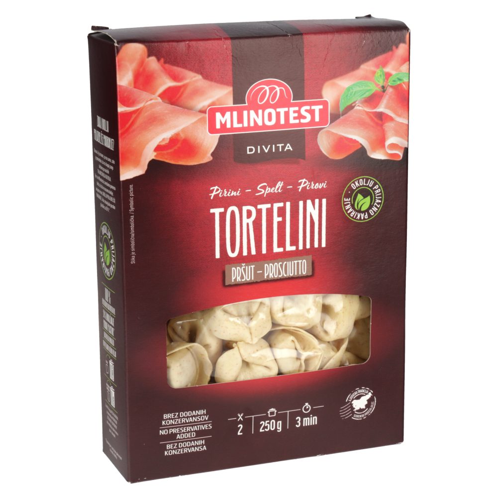 PIRINI TORTELINI S PRŠUTOM DIVITA, MLINOTEST, 250G