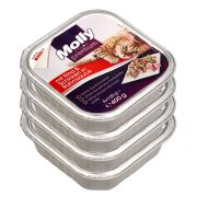 Slika produkta MOKRA HRANA ZA MAČKE Z GOVEDINO IN ŠUNKO V SMETANOVI OMAKI, MOLLY PREMIUM, 4X100G