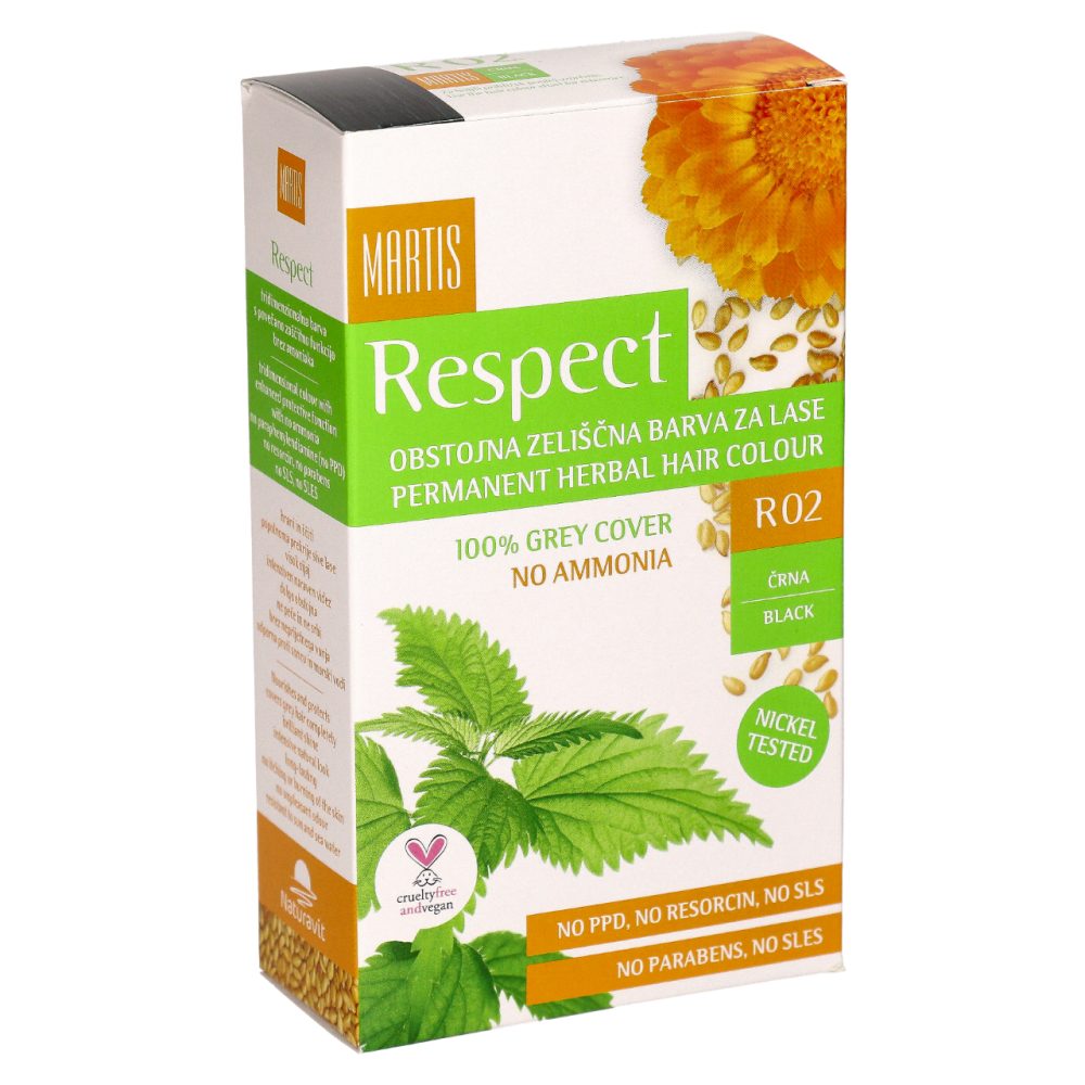 ZELIŠČNA BARVA ZA LASE R02 ČRNA, RESPECT