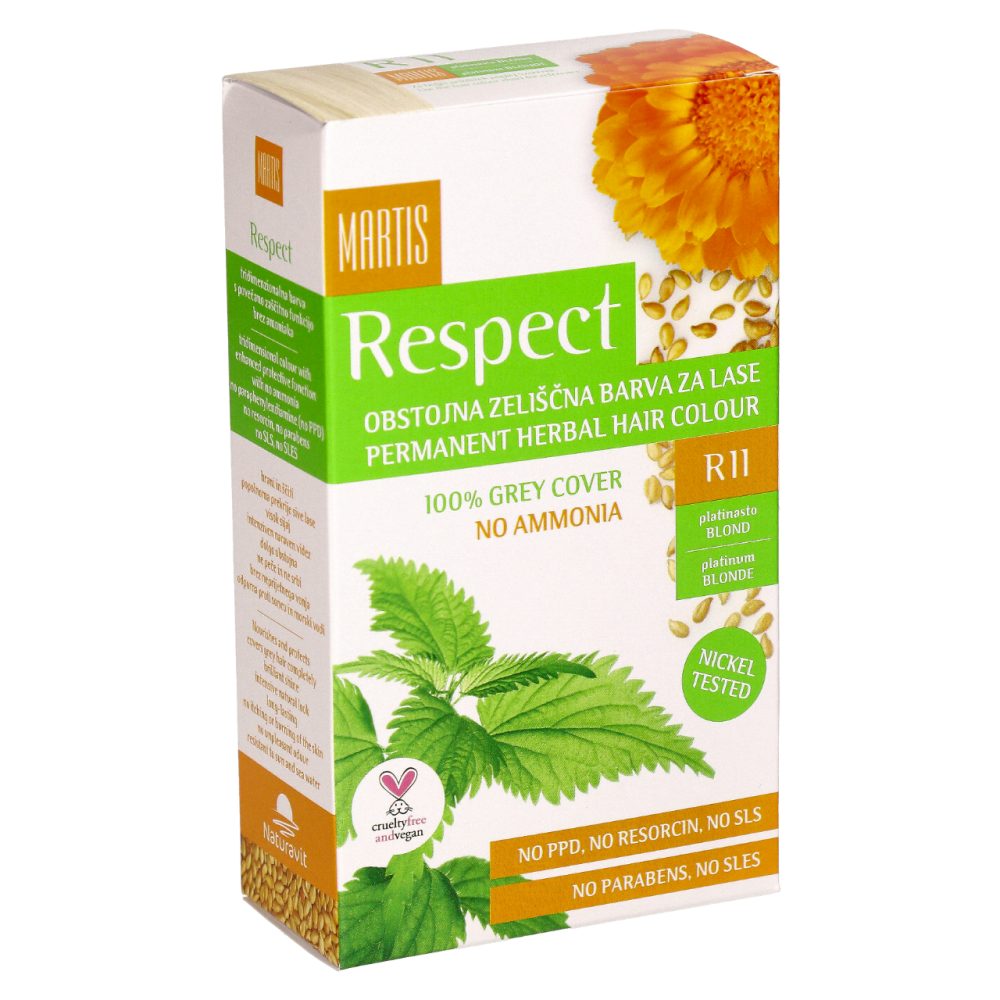 ZELIŠČNA BARVA ZA LASE R11 PLATINASTO BLOND, RESPECT