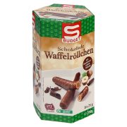 Slika produkta VAFLJEVE ROLICE Z LEŠNIKOVIM POLNILOM IN MLEČNO ČOKOLADO, S-BUDGET, 8X25G