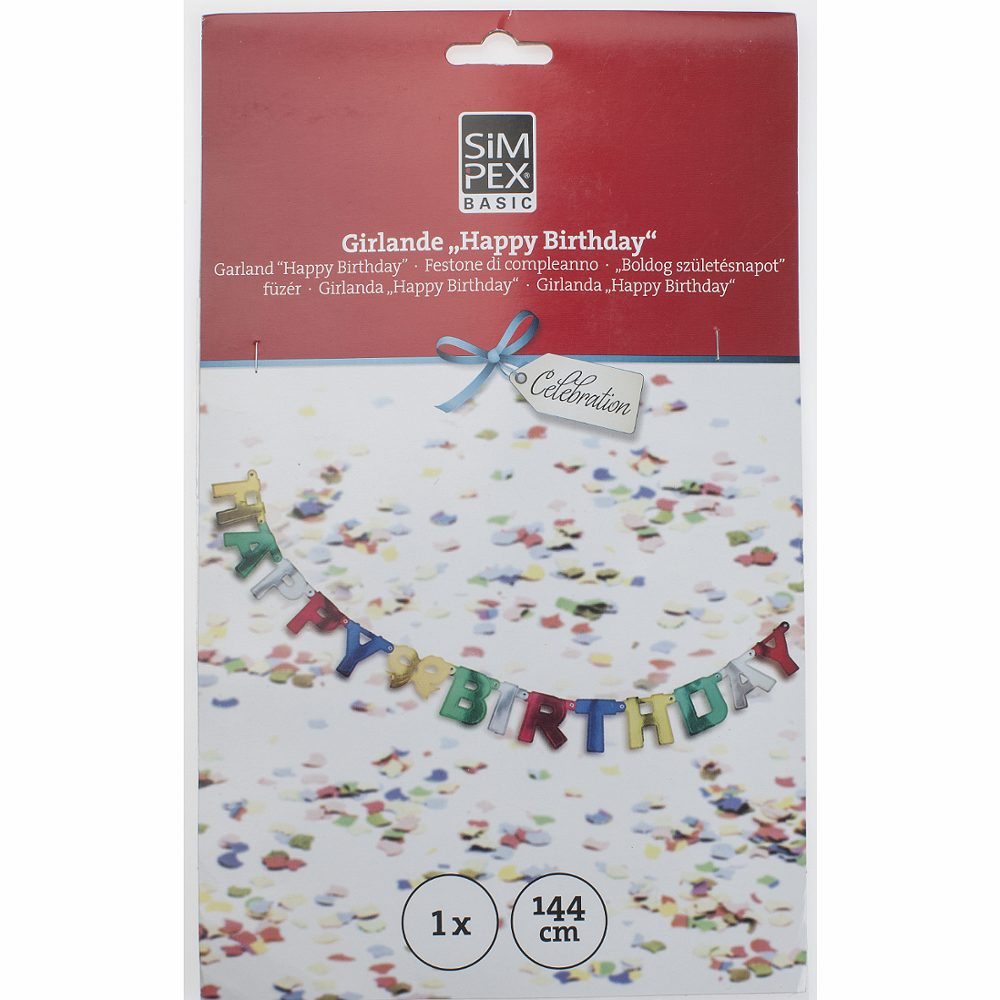 girlanda happy birthday 144cm, simpex celebration, 1/1