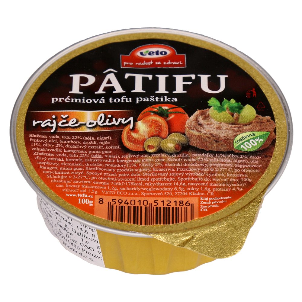 VEGANSKA PAŠTETA PARADIŽNIK IN OLIVA, PATIFU, 100G