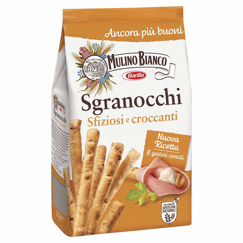 grisini s hrustljavimi žitaricami in sezamom sgranocchi, mulino bianco, 210g