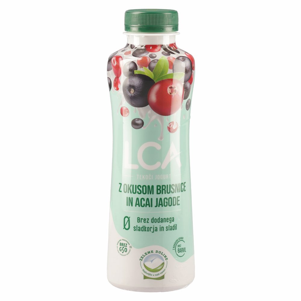 tekoči sadni jogurt nula, brusnica in acai jagoda, brez laktoze, lca, 500 g