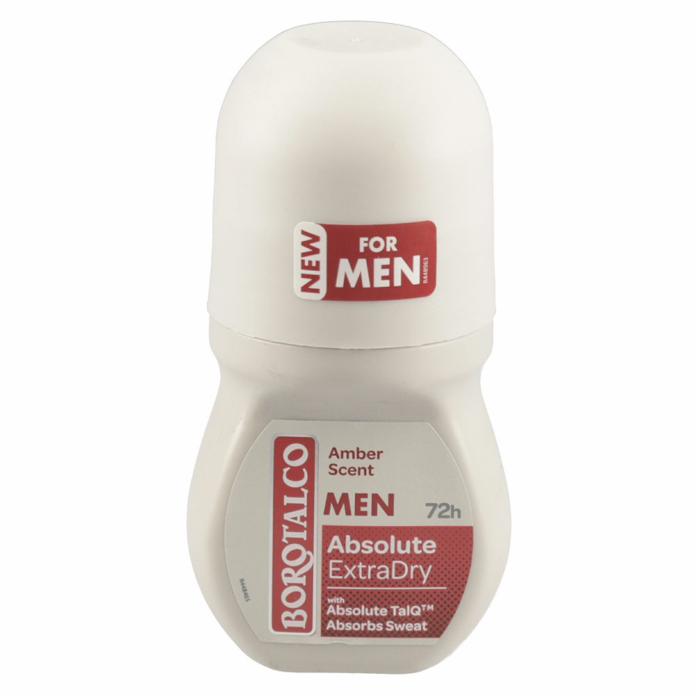 deo roll on absolute extra dry amber, borotalco men, 50ml