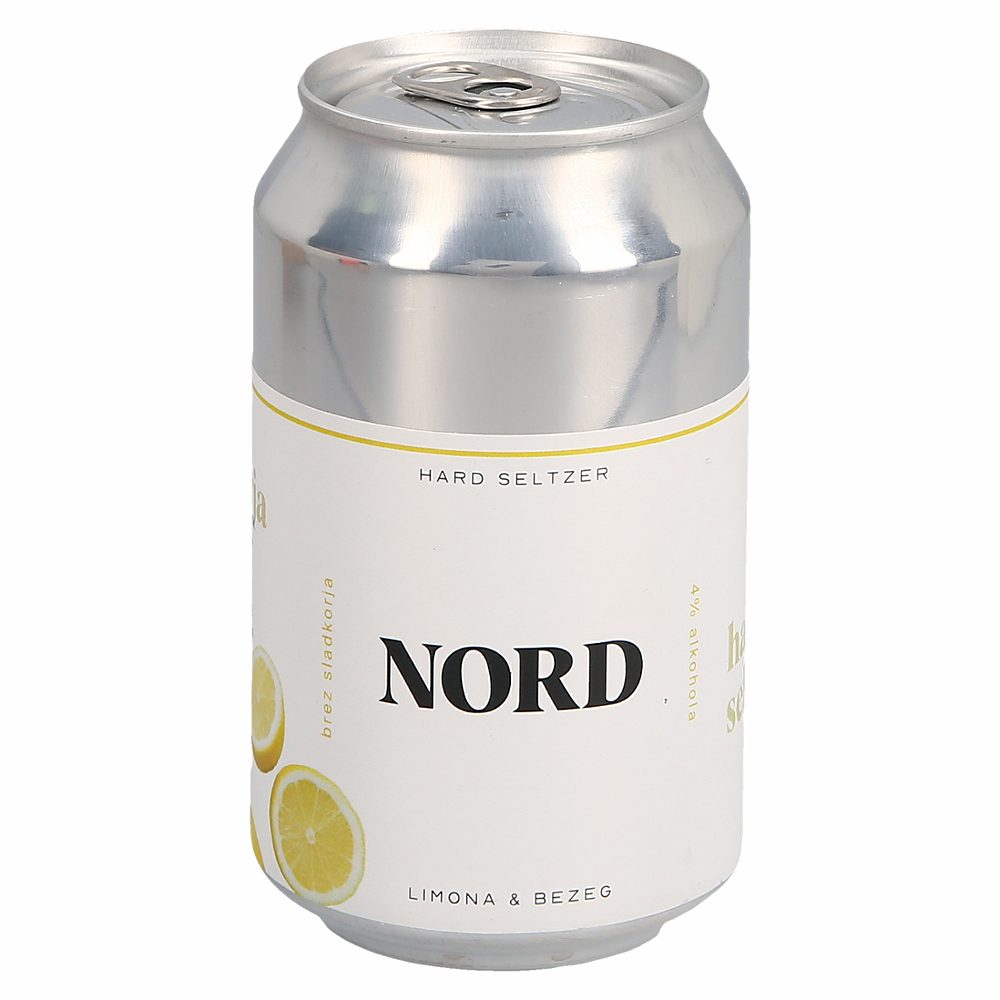 alkoholni napitek, limona in bezeg, nord hard seltzer, 4,0 % alkohola, 0,33 l