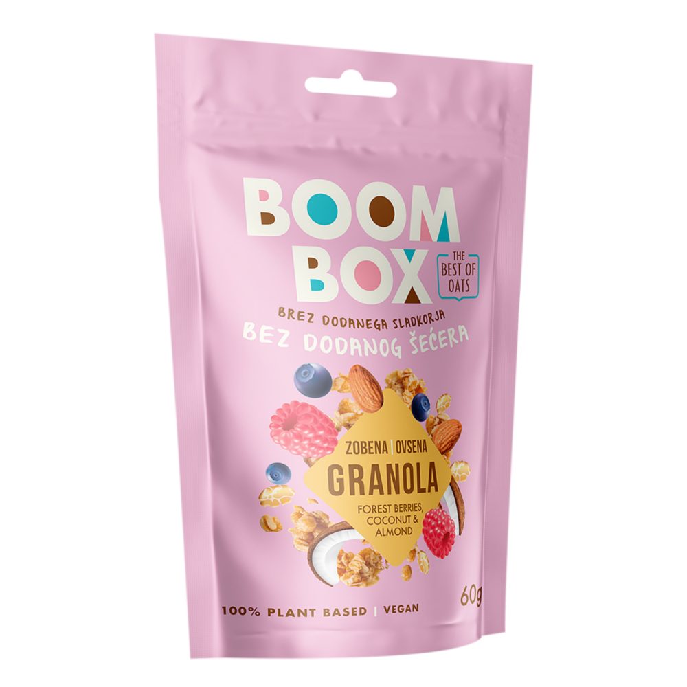 OVSENA GRANOLA GOZDNI SADEŽI, KOKOS IN MANDLJI, BOOM BOX, 60G SPAR Online