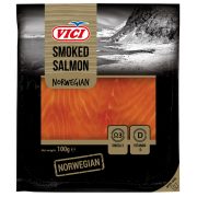 Slika produkta FILE ATLANTSKEGA LOSOSA, DIMLJEN, NAREZAN, VIČI, 100G