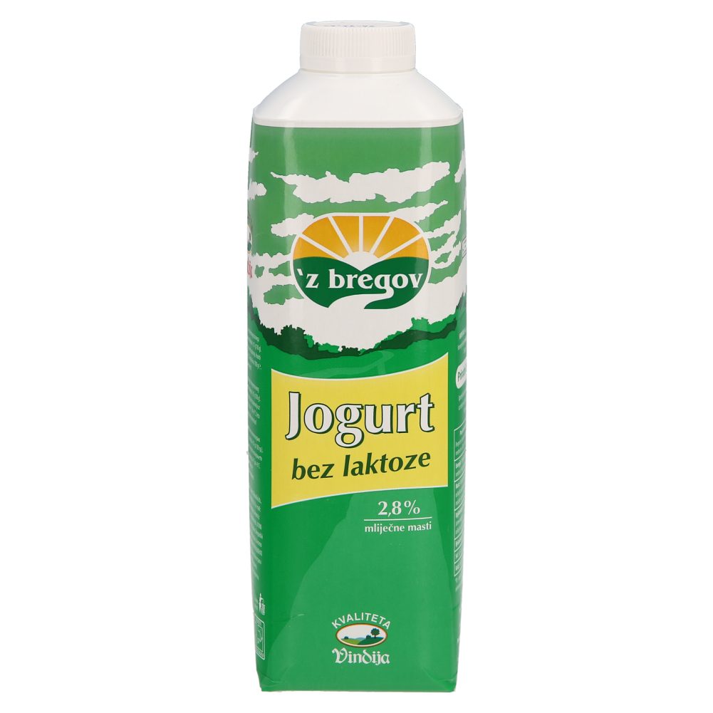 TEKOČI JOGURT 2,8% M.M. BREZ LAKTOZE ´Z BREGOV, VINDIJA, 1L