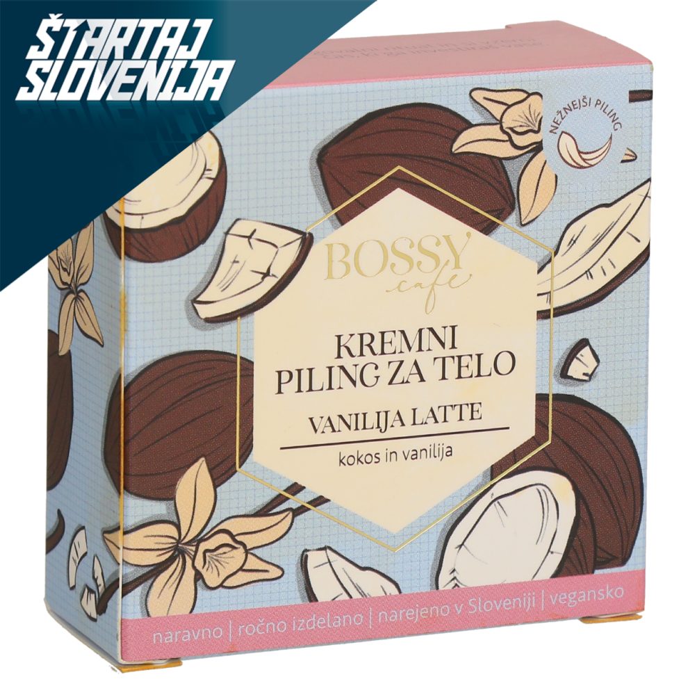 KREMNI PILING ZA TELO VANILIJA LATTE VANILIJA IN KOKOS, BOSSY CAFE, 90G