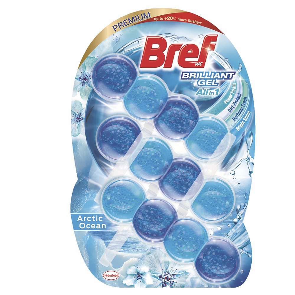 wc obešanka arctic ocean, bref brilliant gel, 3x42g