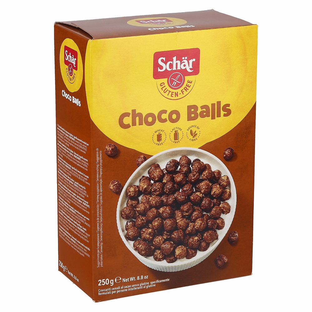 čokoladni hrustljavi kosmiči choco balls, brez glutena, schär, 250g