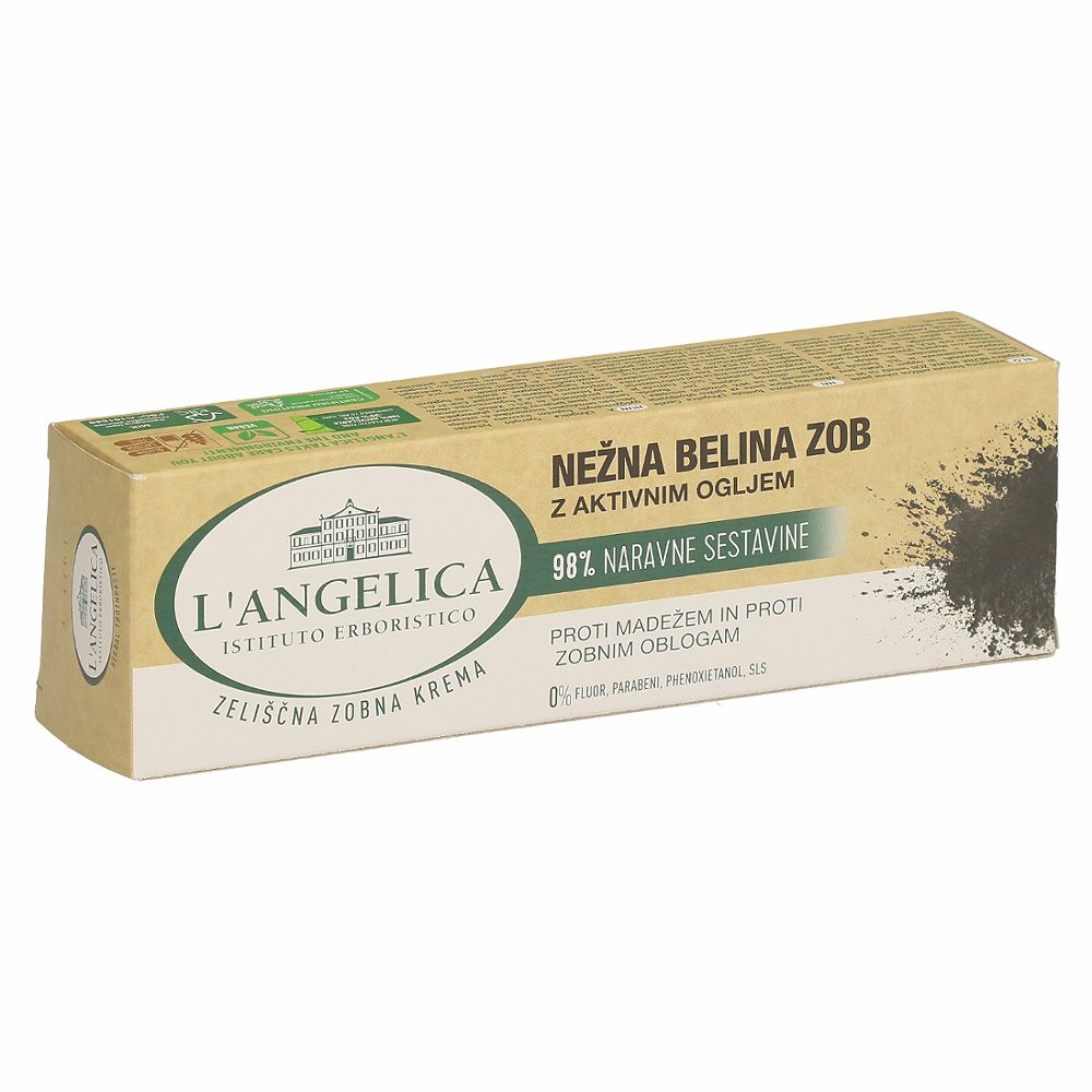 zeliščna zobna pasta nežna belina zob aktivno oglje, l´angelica, 75ml