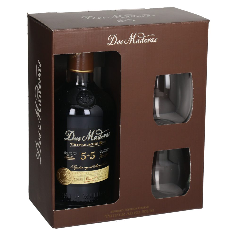 DARILNO PAKIRANJE RUM DOS MADERAS 5+5, 0,7L+2KOZARCA