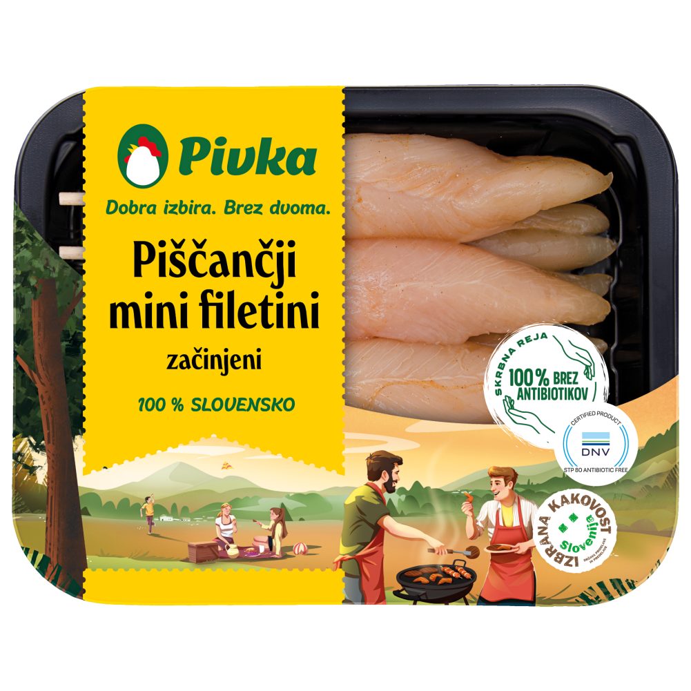 PIŠČANČJI MINI FILETINI, ZAČINJENI, PIVKA, 400G