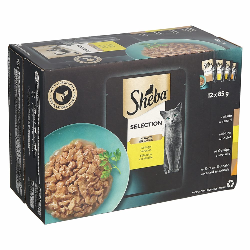 mokra hrana za mačke, perutninski izbor, sheba, 12x85g