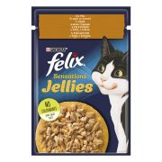 Slika produkta MOKRA HRANA ZA MAČKE PIŠČANEC IN KORENJE, FELIX SENSATIONS JELLIES, 85G