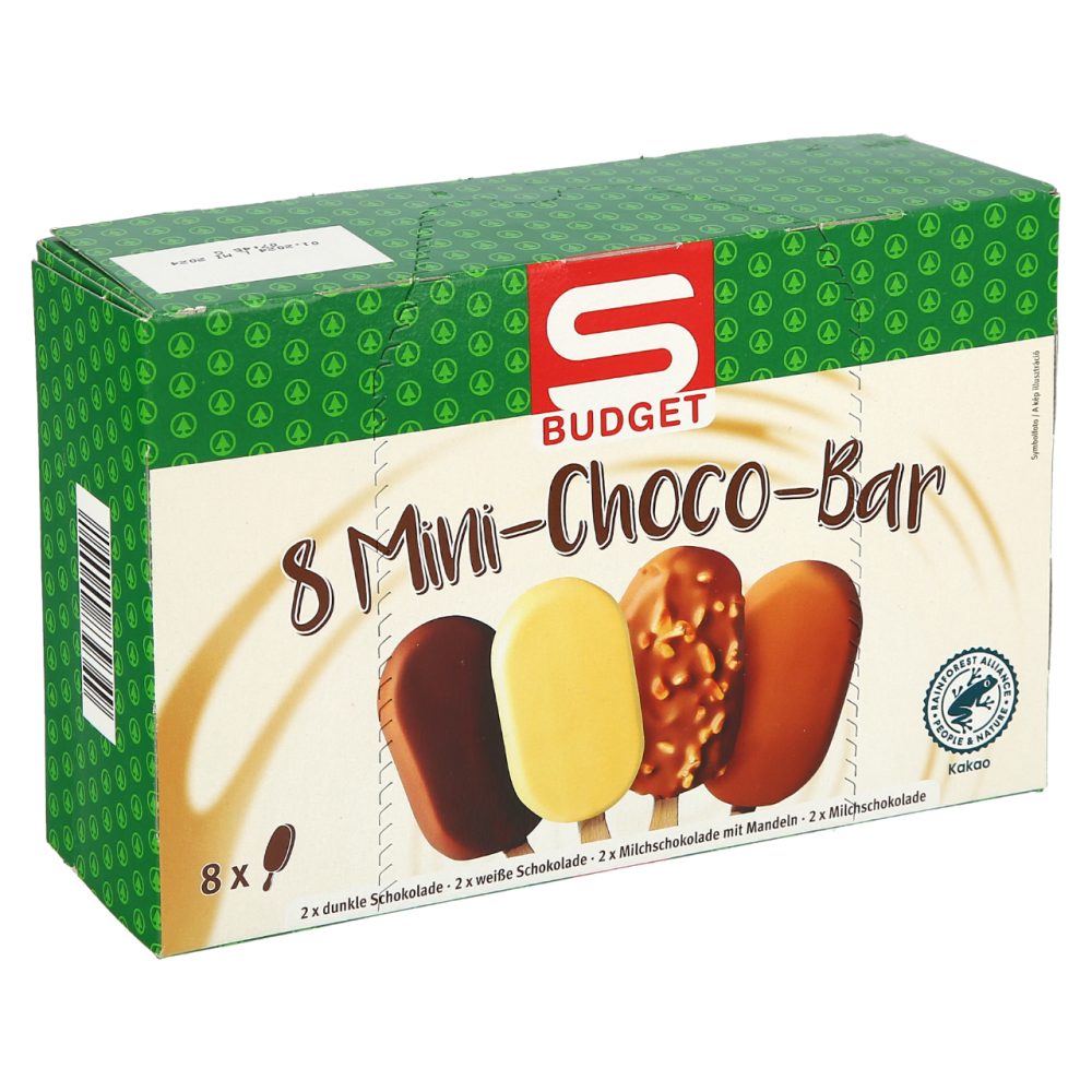 SLADOLED Z OKUSOM BURBONSKE VANILIJE MINI CHOCO BAR, S-BUDGET, 8X50ML