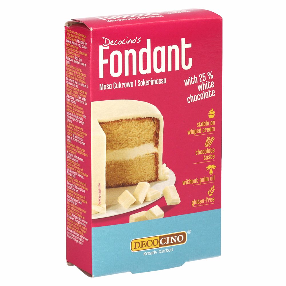 sladkorna masa fondant 25% bele čokolade, decocino´s, 250g