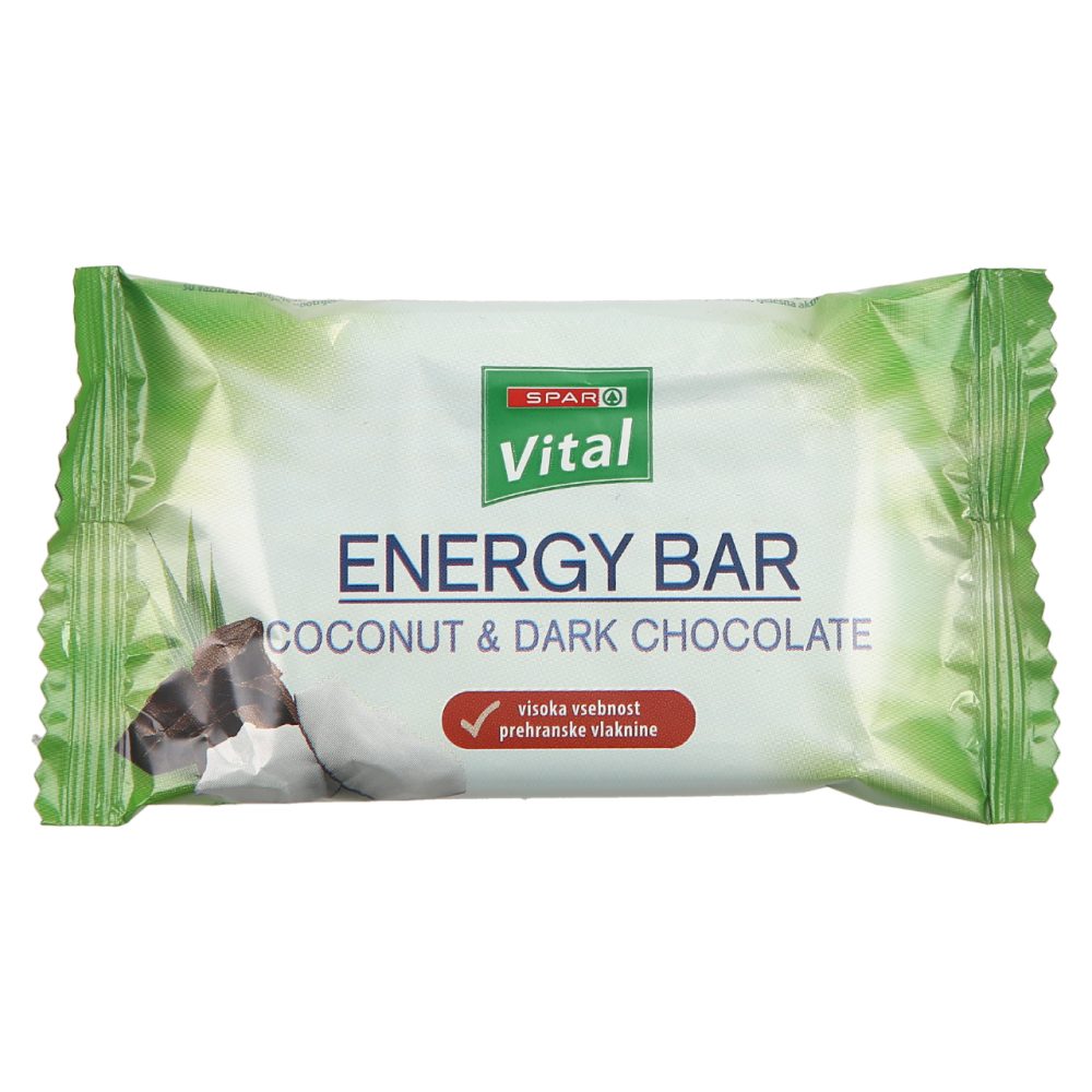 OVSENA PLOŠČICA S ČOKOLADO IN KOKOSOM ENERGY BAR, SPAR VITAL, 50G