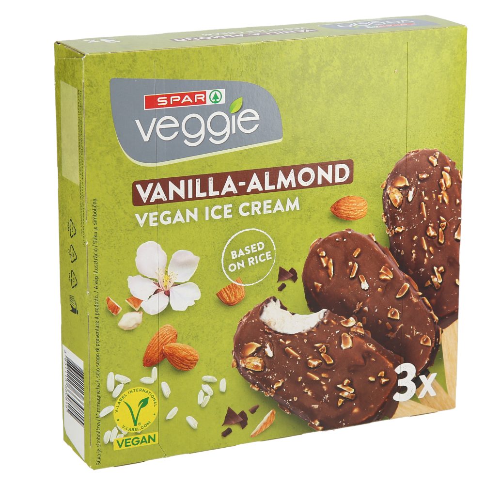 VEGANSKI SLADOLED VANILJA IN MANDELJ, SPAR VEGGIE, 3/1, 270ML