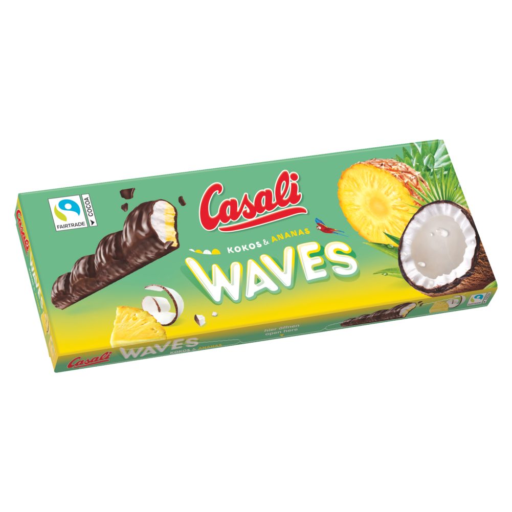 ČOKOLADNE BANANE KOKOS IN ANANAS WAVES, CASALI, 250G | SPAR Online