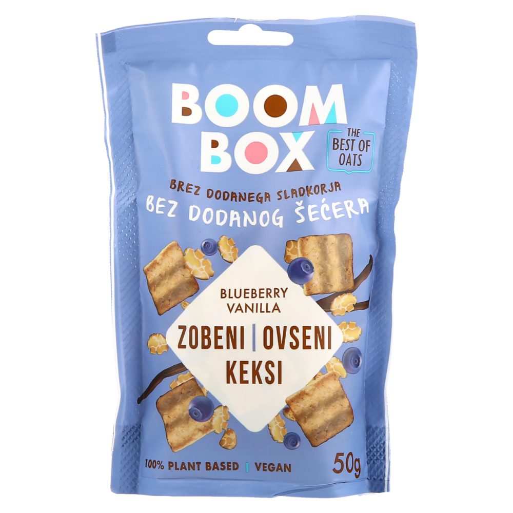 OVSENI KEKSI BOROVNICA IN VANILIJA, BOOM BOX, 50G SPAR Online