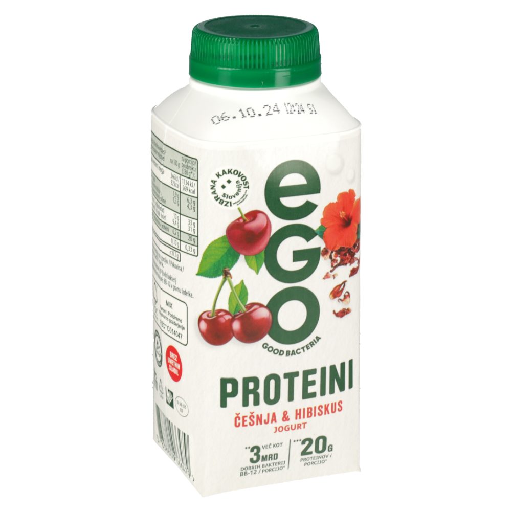 Jogurt s proteini, češnja in hibiskus, Ego, 330 g