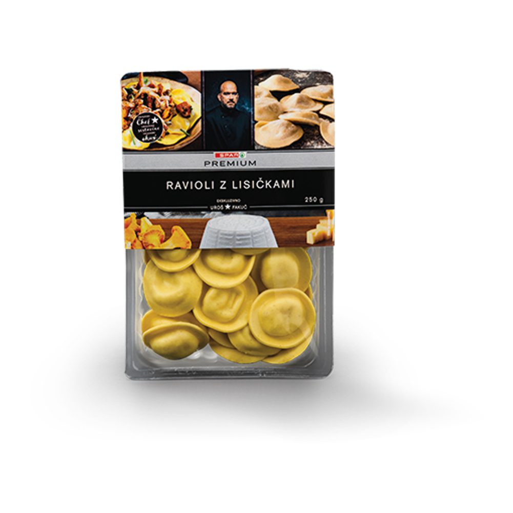 RAVIOLI Z LISIČKAMI UROŠ FAKUČ, SPAR PREMIUM, 250G