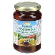 Slika produkta BIO ZELENE IN KALAMATA OLIVE, S KOŠČICO IN MEDITERANSKIMI ZELIŠČI, SPAR NATUR*PUR, 350G