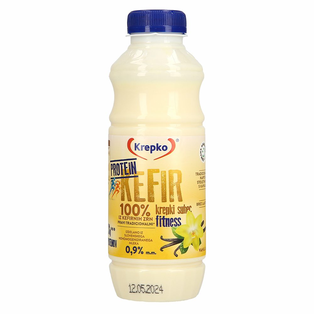 kefir krepki suhec s proteini in vanilijo, brez laktoze, 0,9 % m.m., krepko, 500 g
