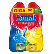 Slika produkta GEL ZA STROJNO POMIVANJE POSODE EXCELLENCE DUO GEL LEMON, SOMAT, 90PRANJ, 2X810ML