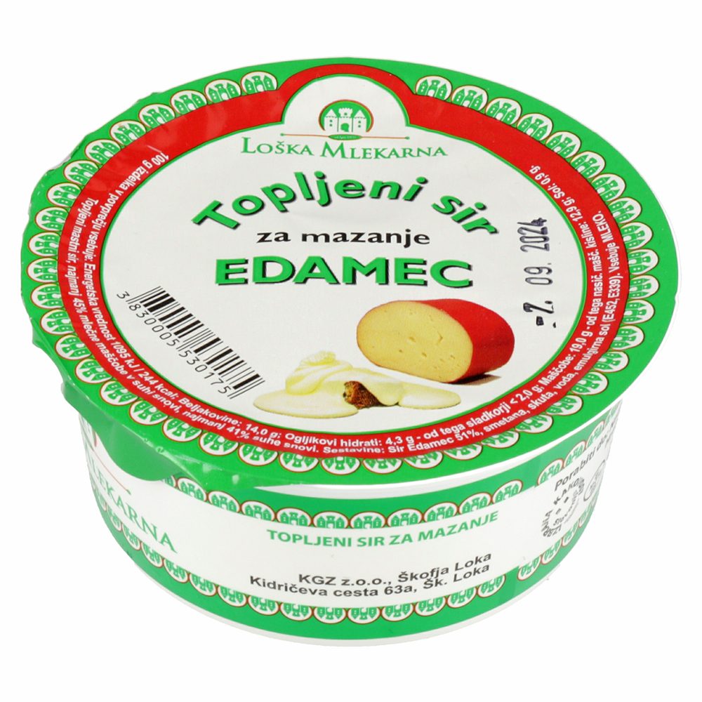 topljeni sir za mazanje edamec, loška mlekarna, 150g
