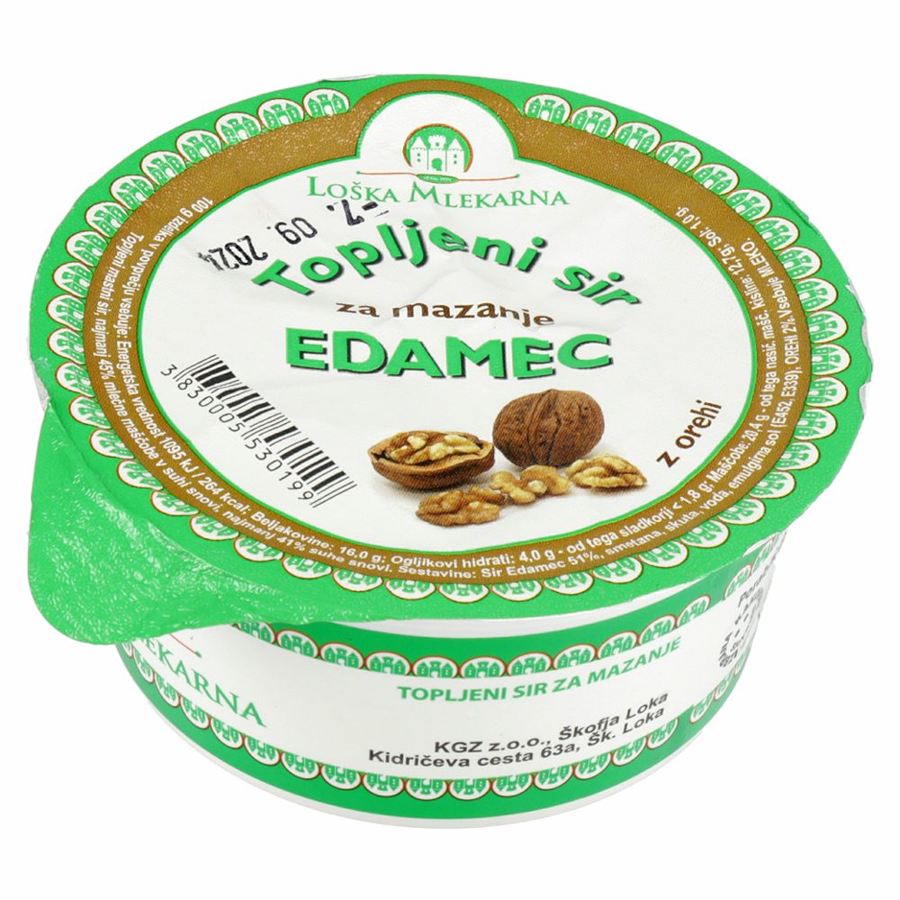 topljeni sir za mazanje z orehi, loška mlekarna, 150g