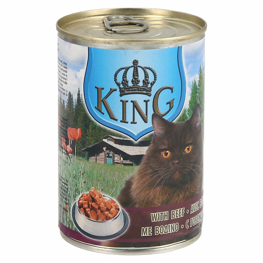 mokra hrana za mačke z govedino, king, 415g