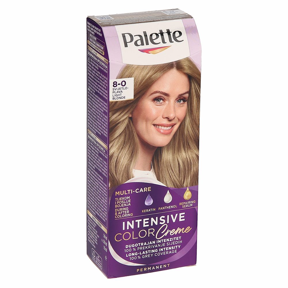 BARVA ZA LASE SVETLO PLAVA 8-0 INTENSIVE COLOR CREME, PALETTE