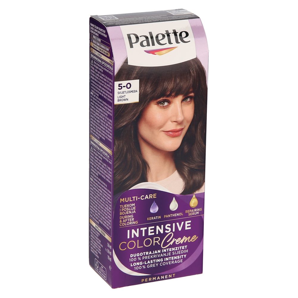 BARVA ZA LASE N4 SVETLO RJAVA 5-0 INTENSIVE COLOR CREME, PALETTE