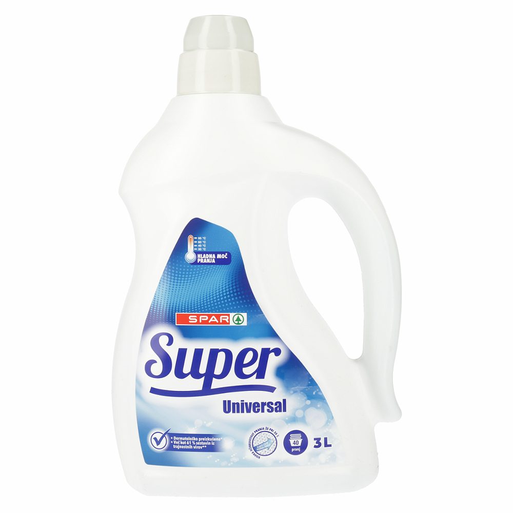 gel za pranje perila super universal, spar, 40pranj, 3l