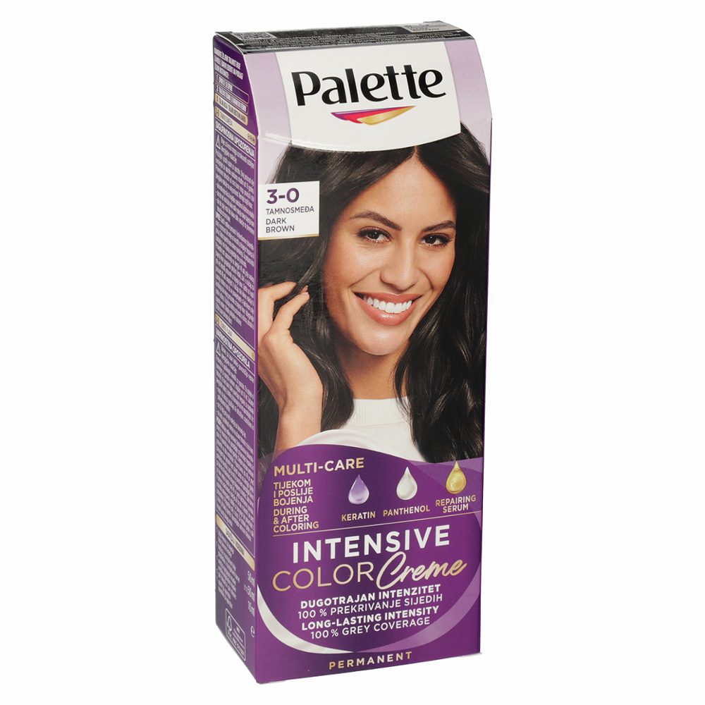 BARVA ZA LASE TEMNO RJAVA 3-0 INTENSIVE COLOR CREME, PALETTE