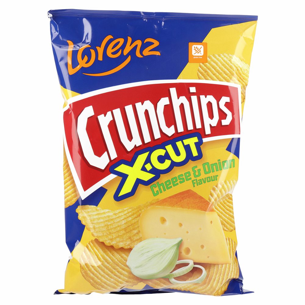 rebrasti krompirjev čips z okusom sira in čebule crunchips x-cut
