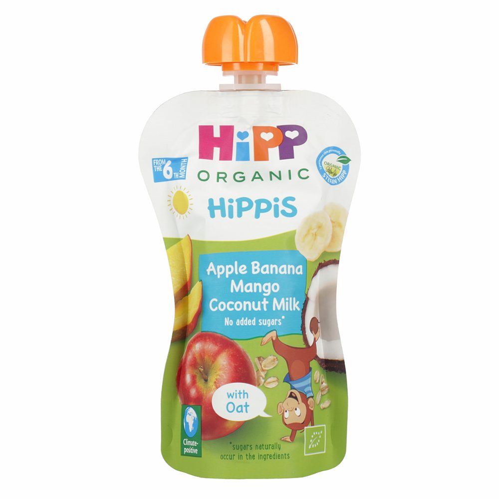 bio sadna blazinica mango, kokosovo mleko in ovseni kosmiči, hipp, 100 g