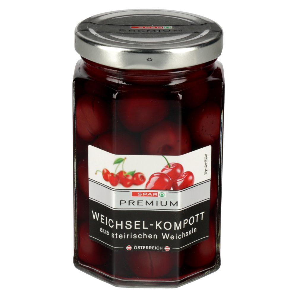 VIŠNJEV KOMPOT S KOŠČICAMI, SPAR PREMIUM, 310G