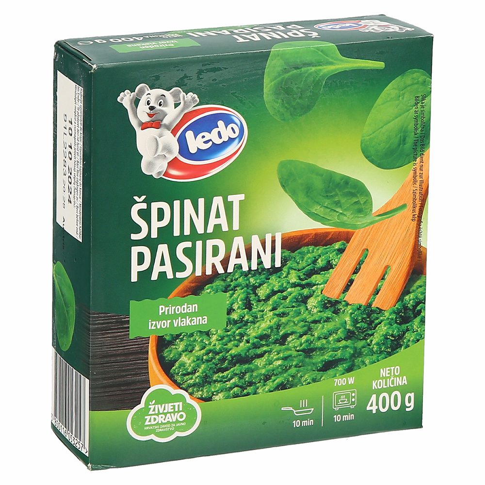 pasirana špinača, ledo, 400g