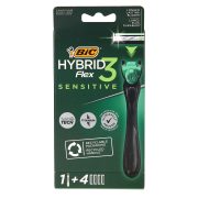 Slika produkta BRITVICA HYBRID 3 FLEX SENSITIVE, BIC, ROČKA + 4 NADOMESTNI NASTAVKI