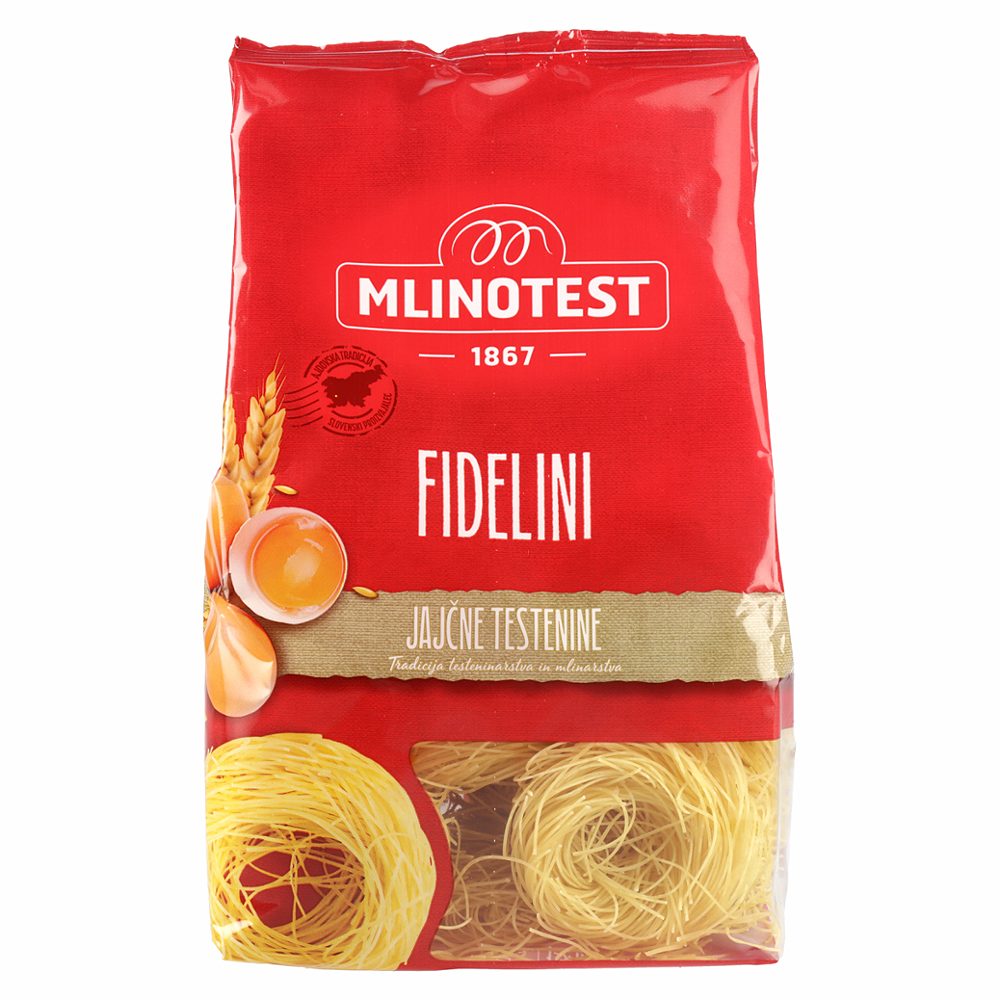 sušene jajčne testenine fidelini, mlinotest, 400g